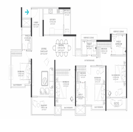VTP Naturescape Bavdhan 4BHK Plan